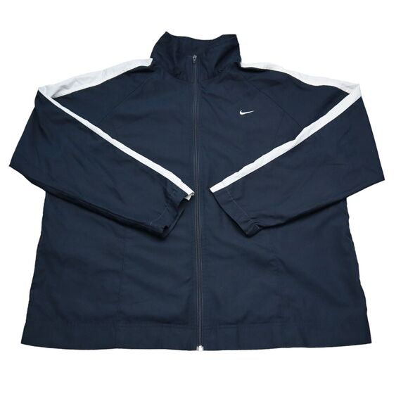 Nike Jacket Womens XL Blue White Long Sleeve High Neck Full Zip Track Jacket - Picture 1 of 16